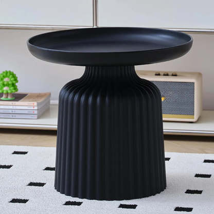 Modern Ribbed Side and Coffee Table Set — Light Green