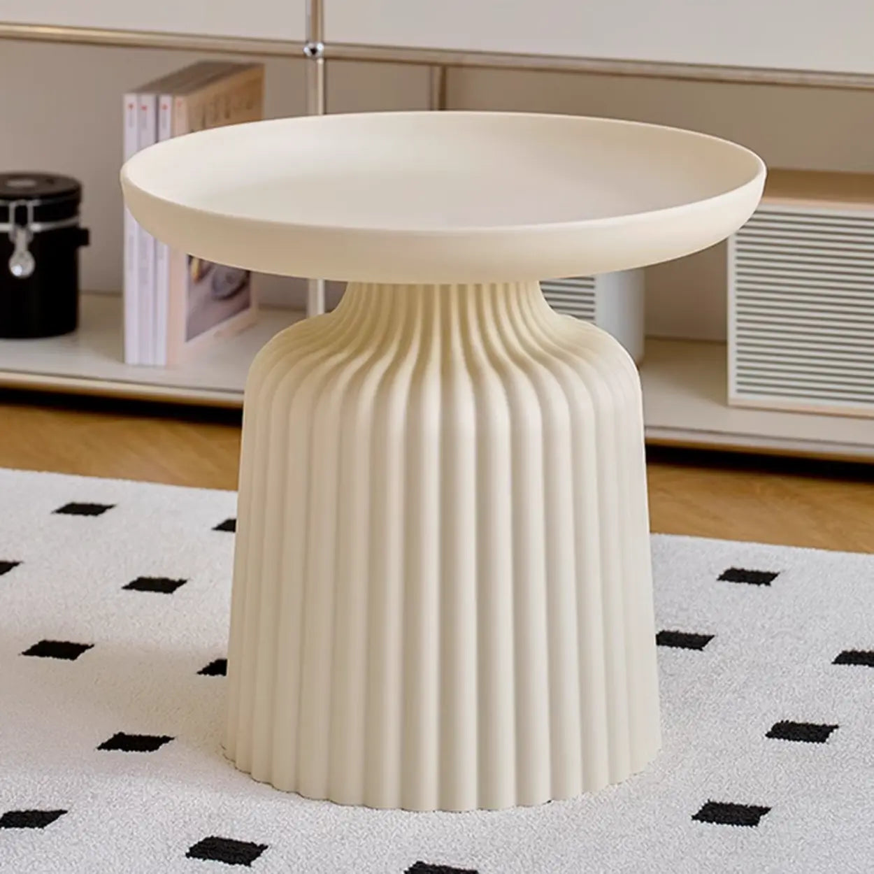 Modern Ribbed Side and Coffee Table Set — Black
