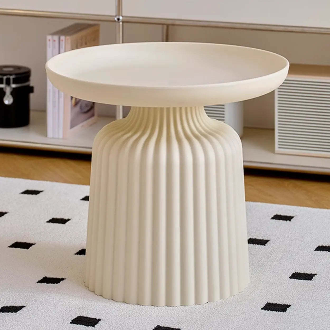 Modern Ribbed Side and Coffee Table Set — Black