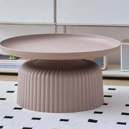 Modern Ribbed Side and Coffee Table Set — Red