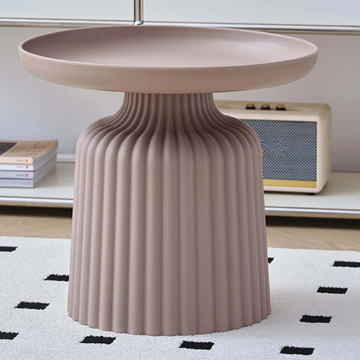 Modern Ribbed Side and Coffee Table Set — Yellow