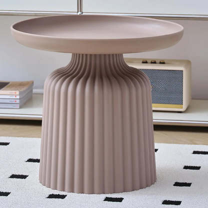Modern Ribbed Side and Coffee Table Set — Yellow
