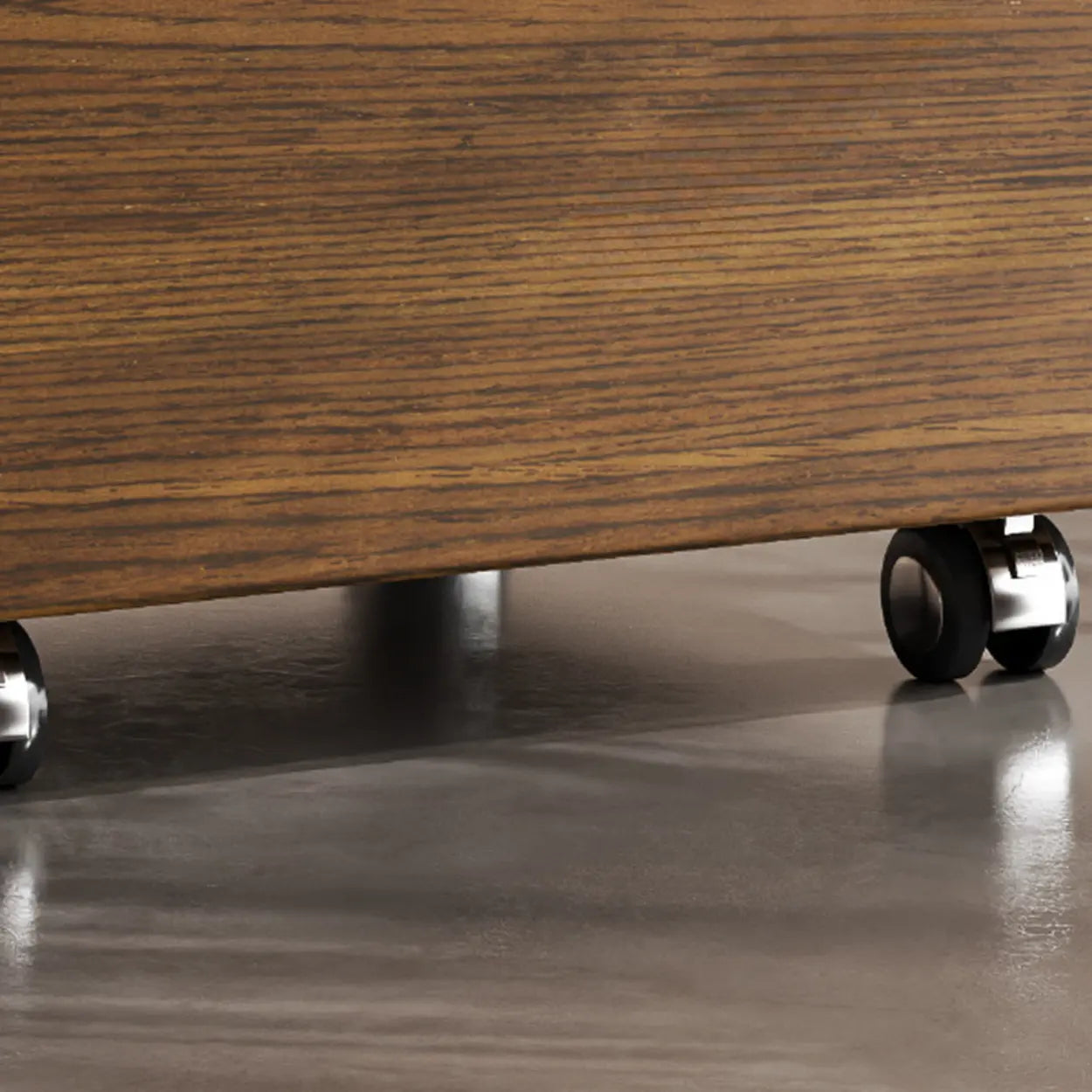 Modern White Wood Rolling Caster Nightstand — Khaki