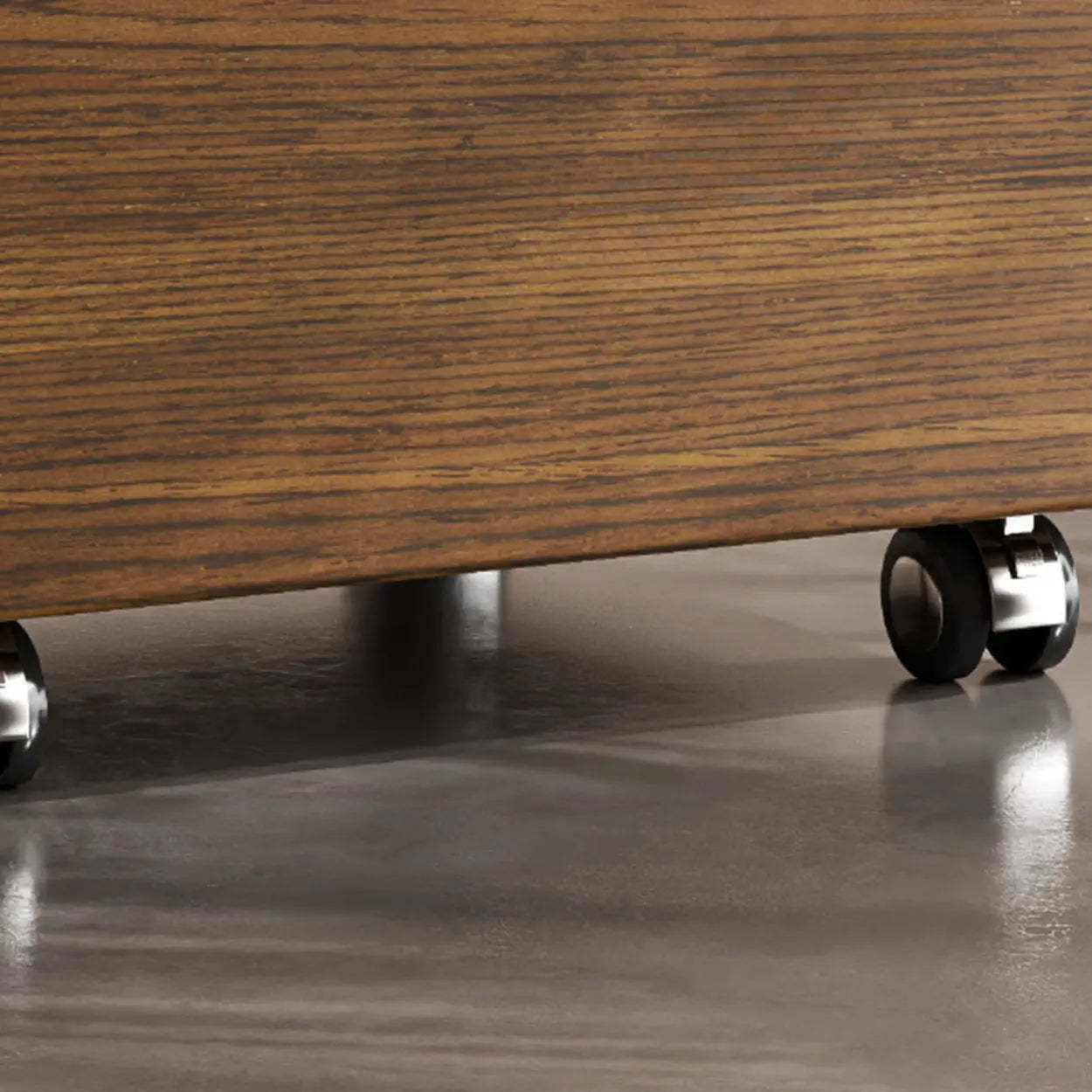 Modern White Wood Rolling Caster Nightstand — Khaki
