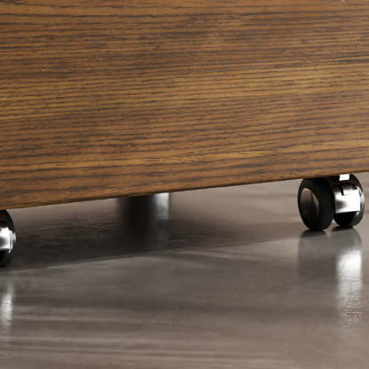 Modern White Wood Rolling Caster Nightstand — Khaki