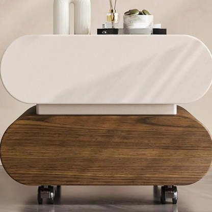 Modern White Wood Rolling Caster Nightstand — Black