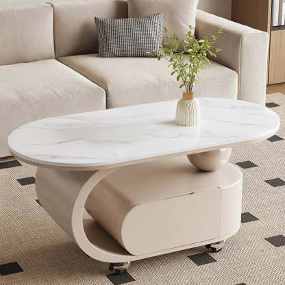 Modern Rolling Storage Coffee Table — Black