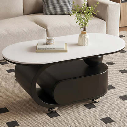 Modern Rolling Storage Coffee Table — White