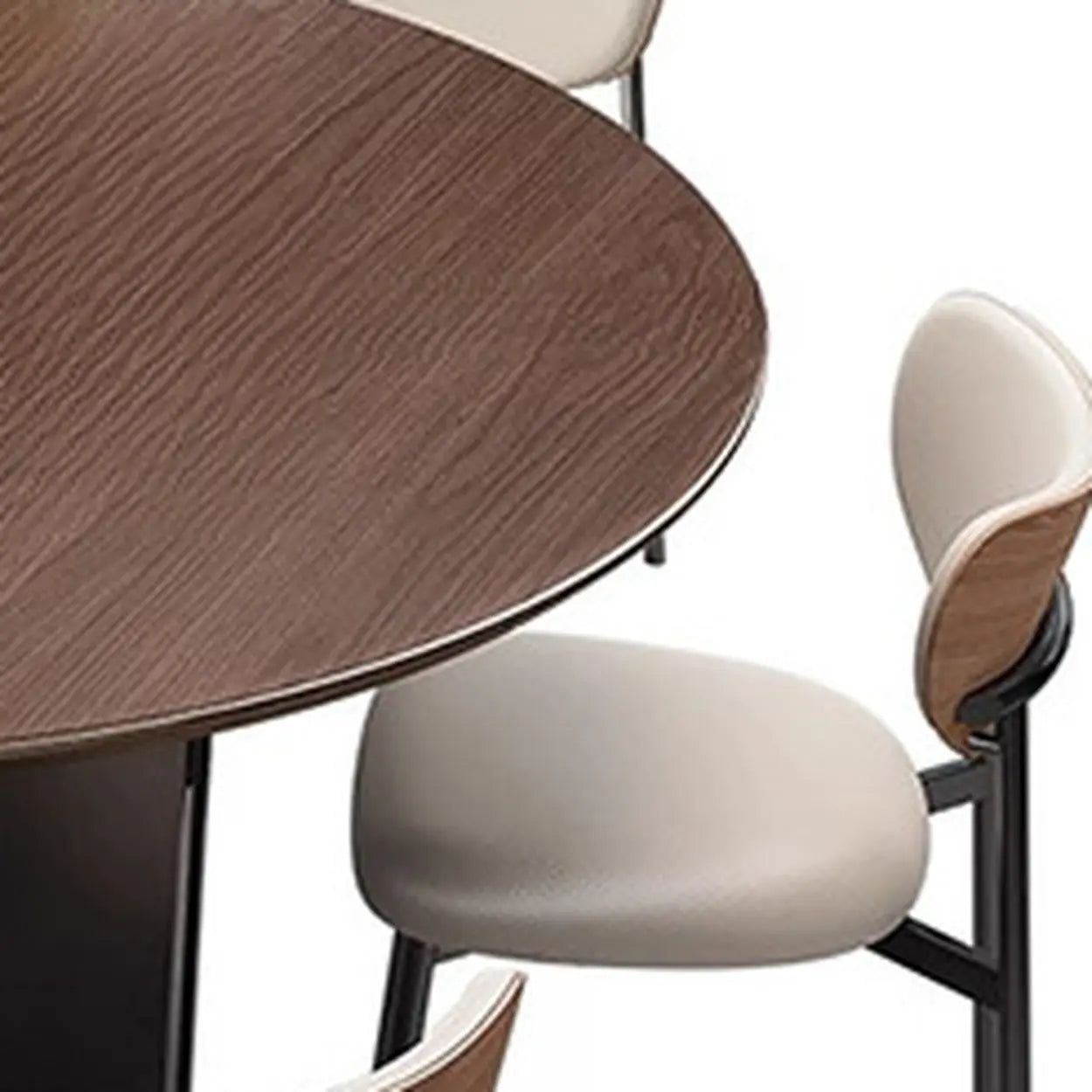 Modern Rotating Round Brown Wood Dining Table — Table Only