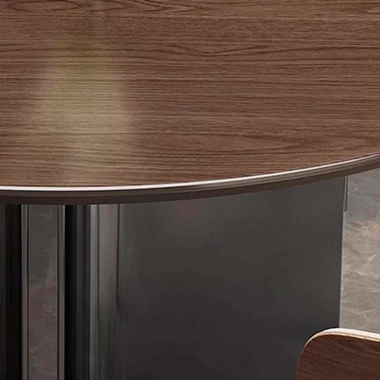 Modern Rotating Round Brown Wood Dining Table — Table Only