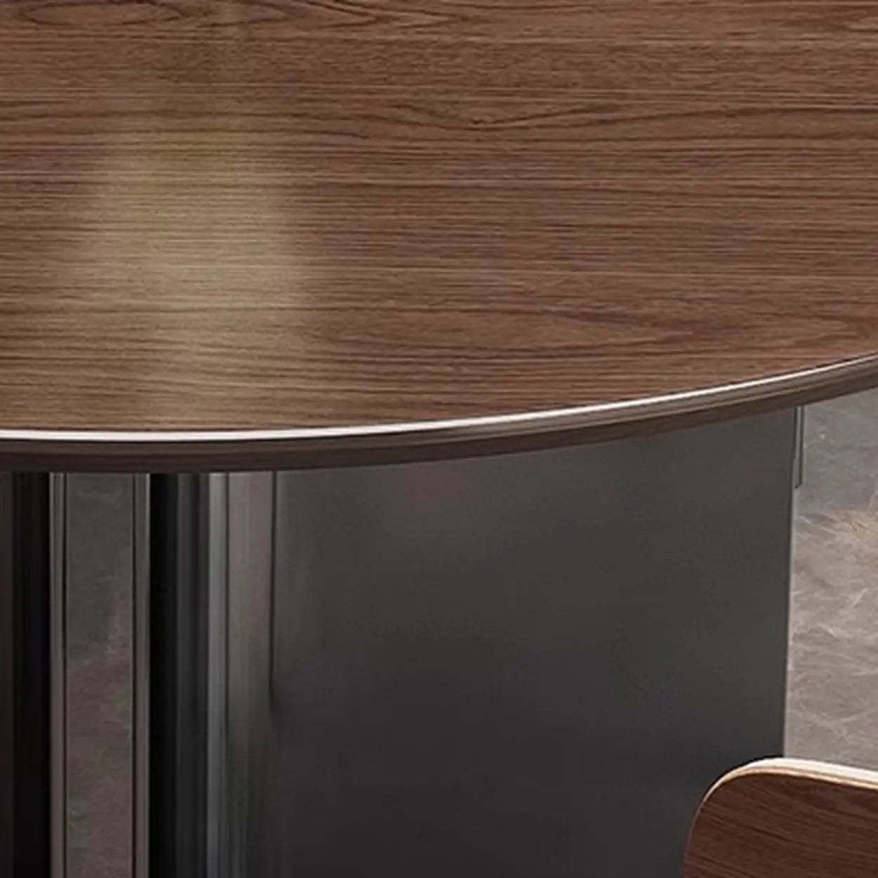 Modern Rotating Round Brown Wood Dining Table — Table Only