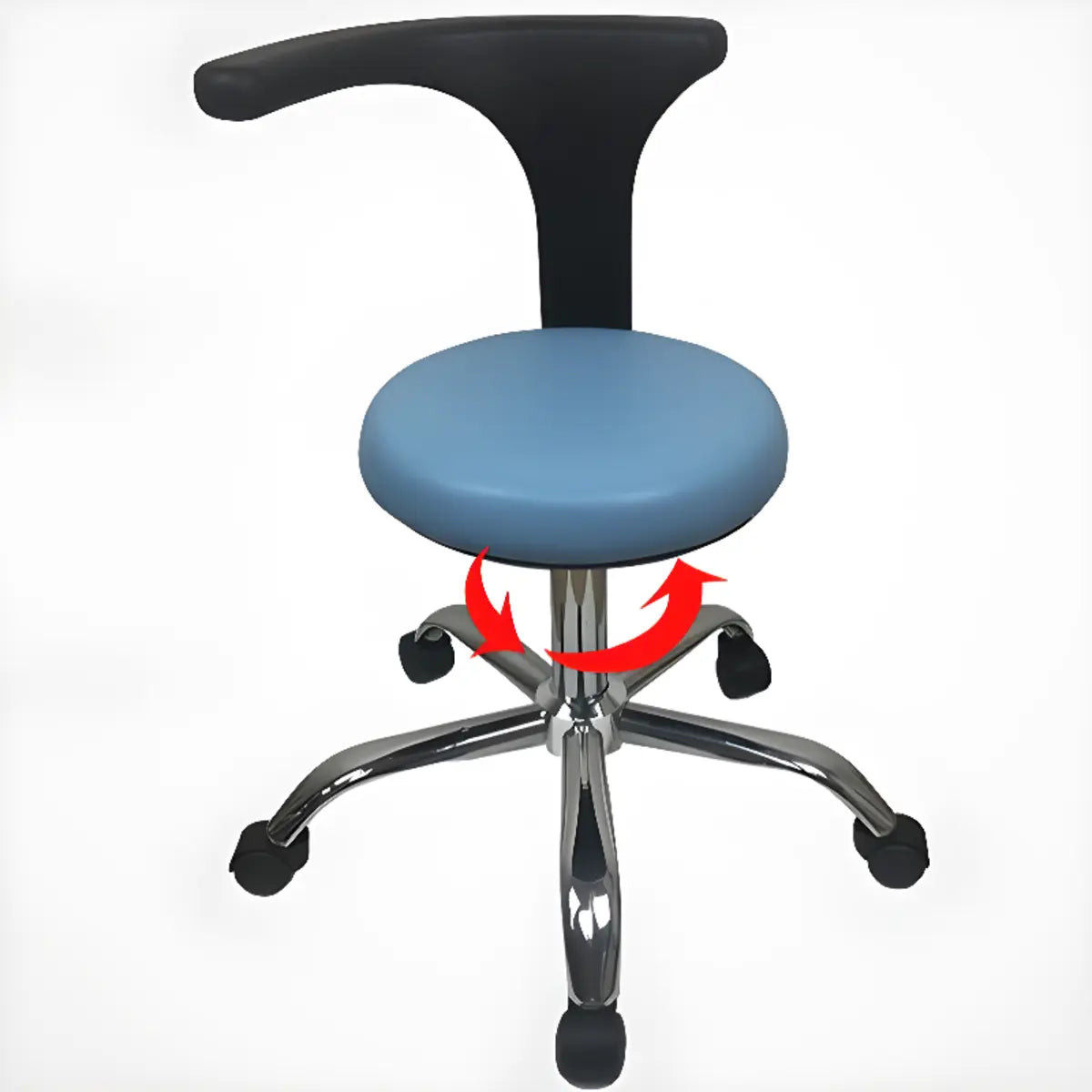Modern Blue Round Alloy Upholstered Stool with Casters
