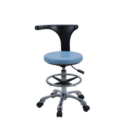Modern Blue Round Alloy Upholstered Stool with Casters