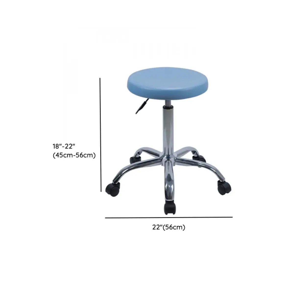 Modern Blue Round Alloy Upholstered Stool with Casters