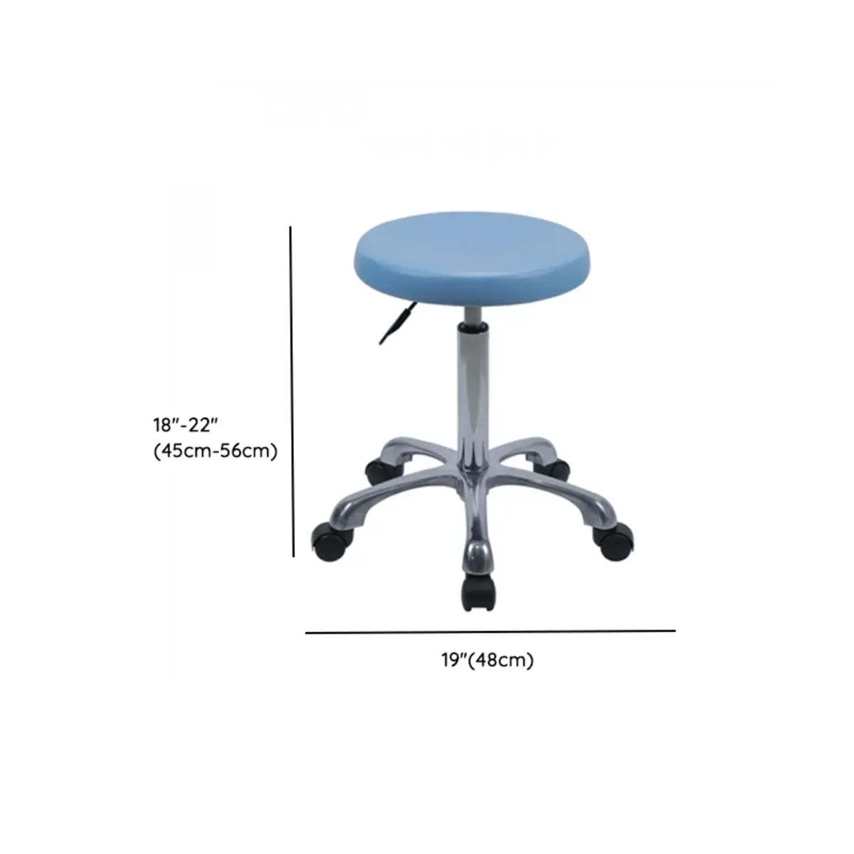 Modern Blue Round Alloy Upholstered Stool with Casters