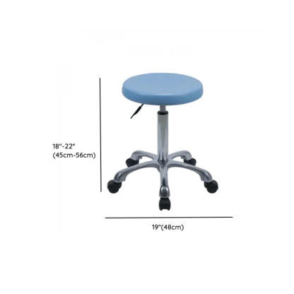 Modern Blue Round Alloy Upholstered Stool with Casters