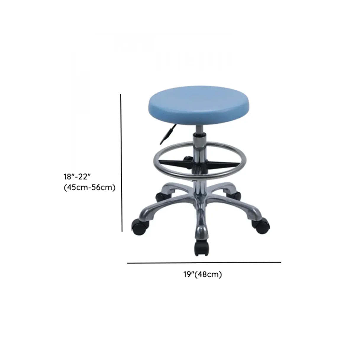 Modern Blue Round Alloy Upholstered Stool with Casters