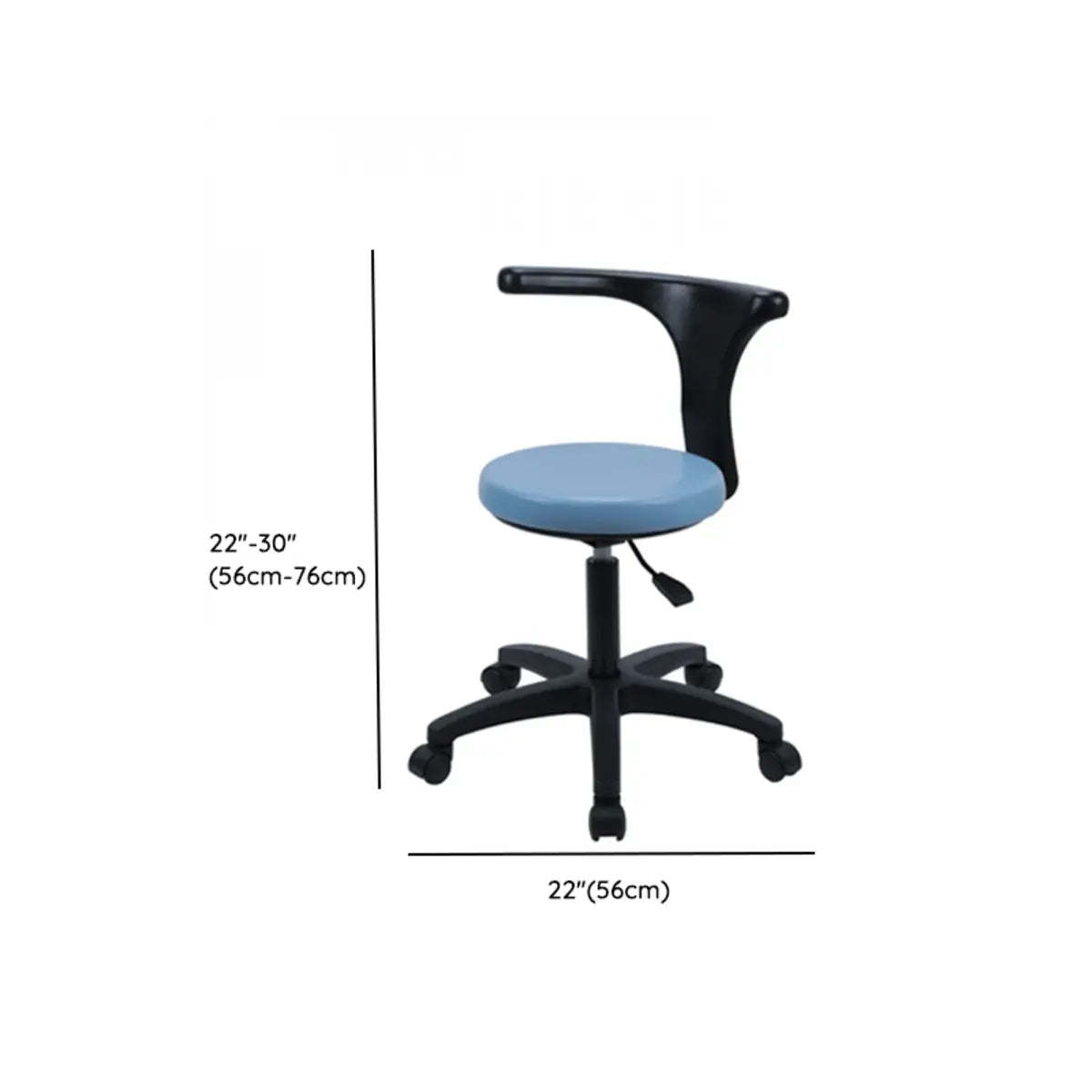 Modern Blue Round Alloy Upholstered Stool with Casters