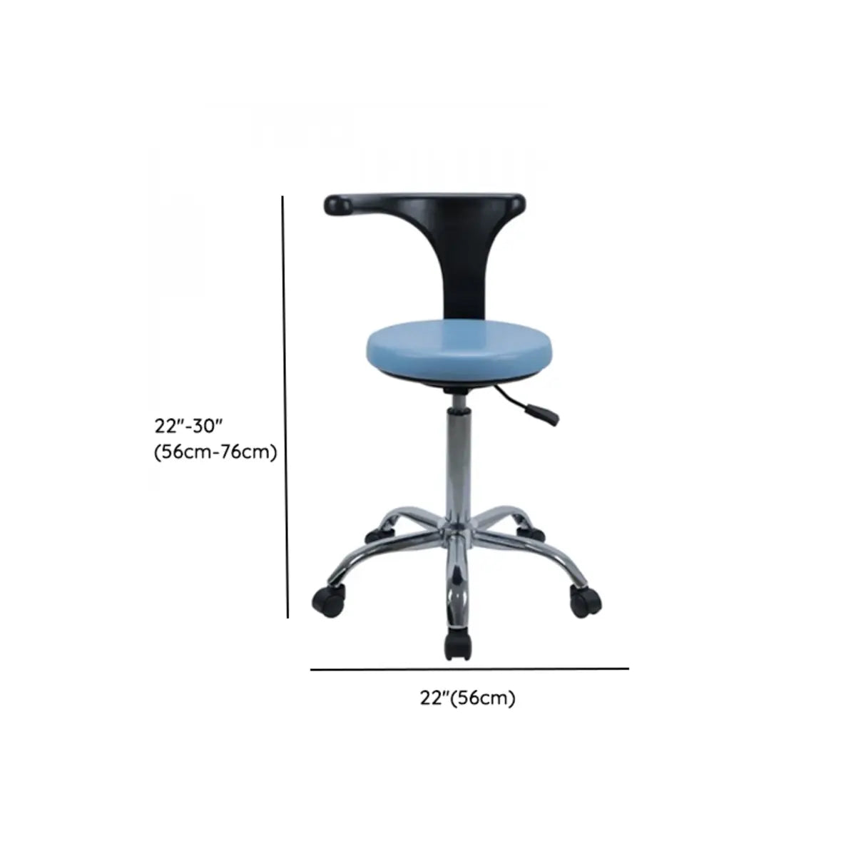 Modern Blue Round Alloy Upholstered Stool with Casters