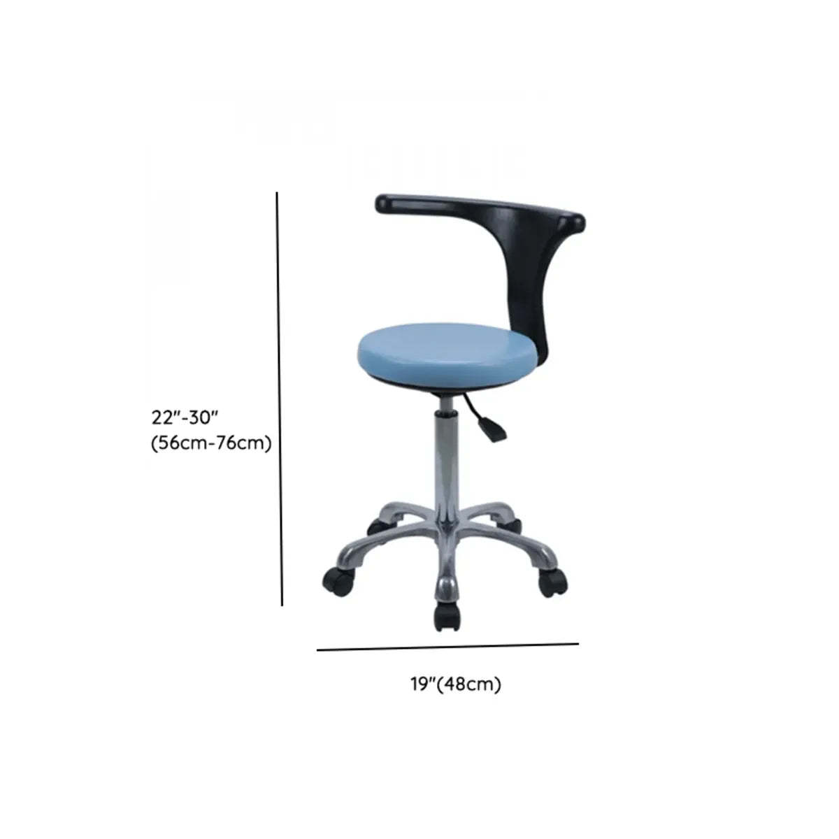Modern Blue Round Alloy Upholstered Stool with Casters