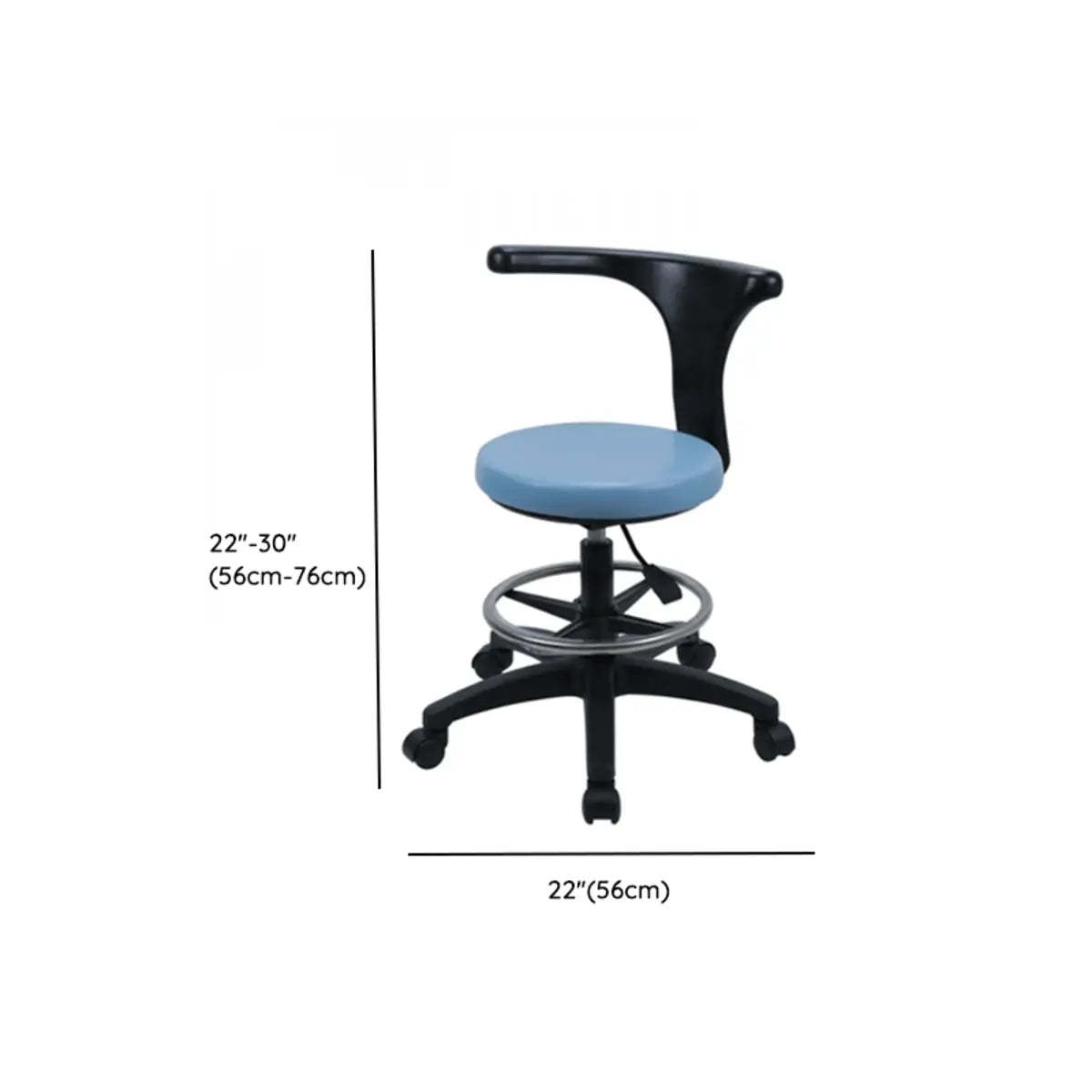 Modern Blue Round Alloy Upholstered Stool with Casters