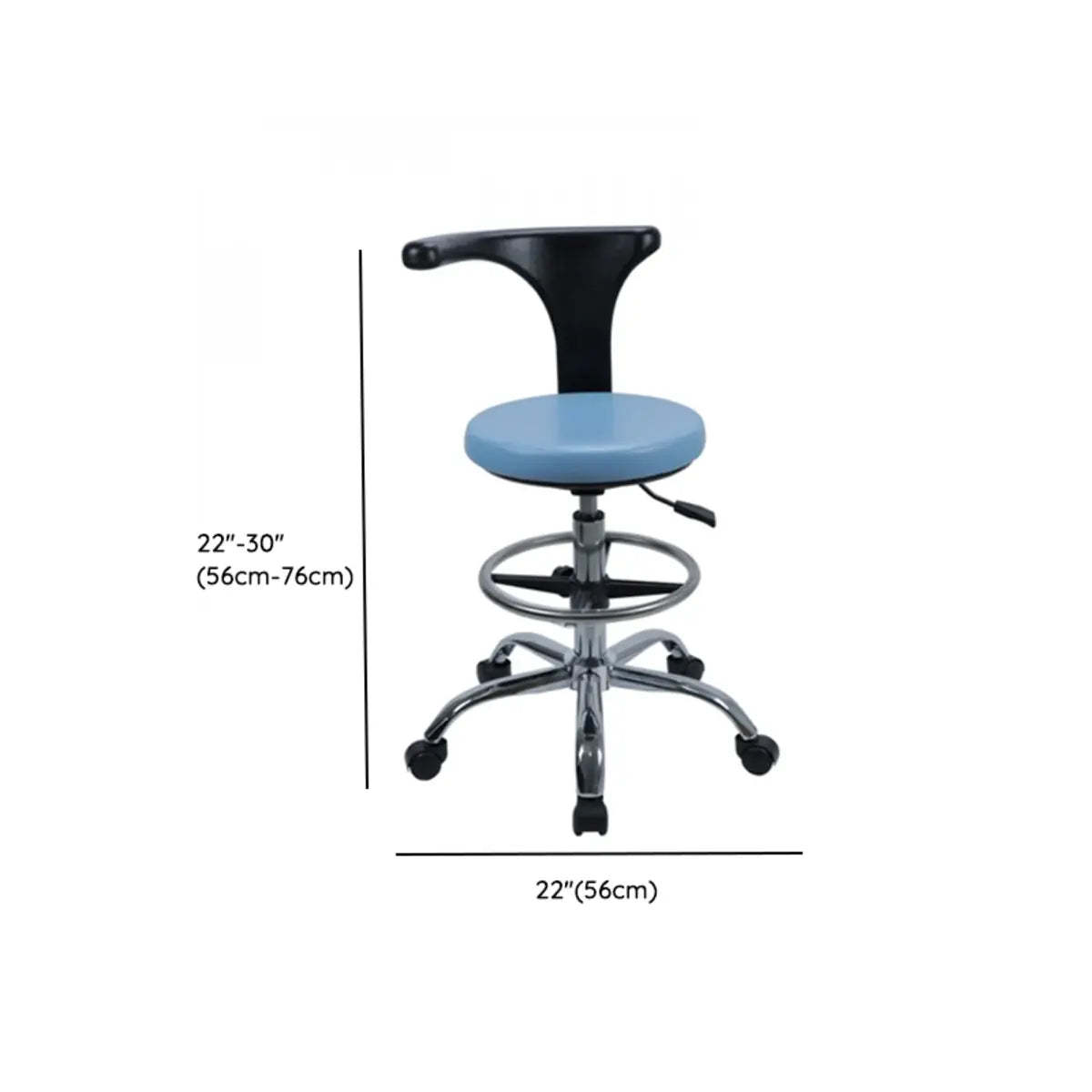 Modern Blue Round Alloy Upholstered Stool with Casters