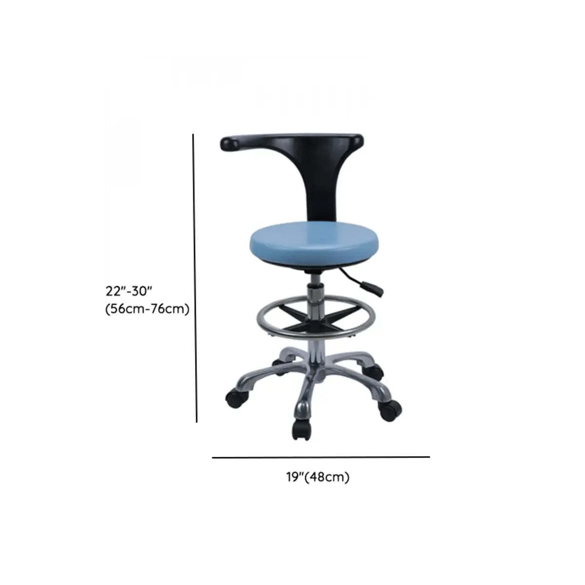Modern Blue Round Alloy Upholstered Stool with Casters