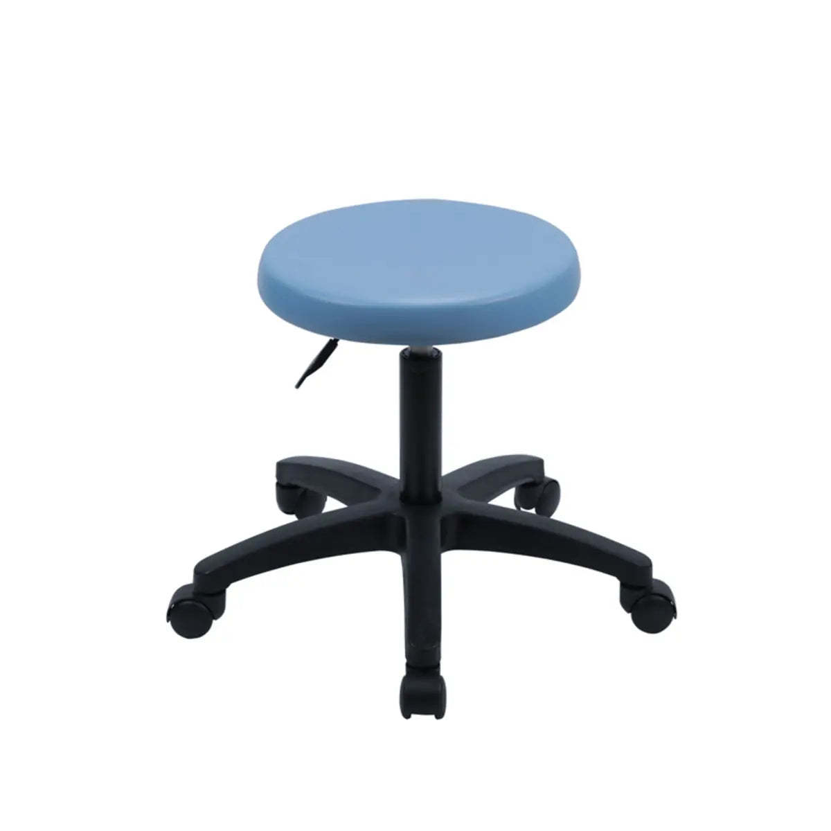 Modern Blue Round Alloy Upholstered Stool with Casters — Backless / Aluminium Alloy Leg / No Footring