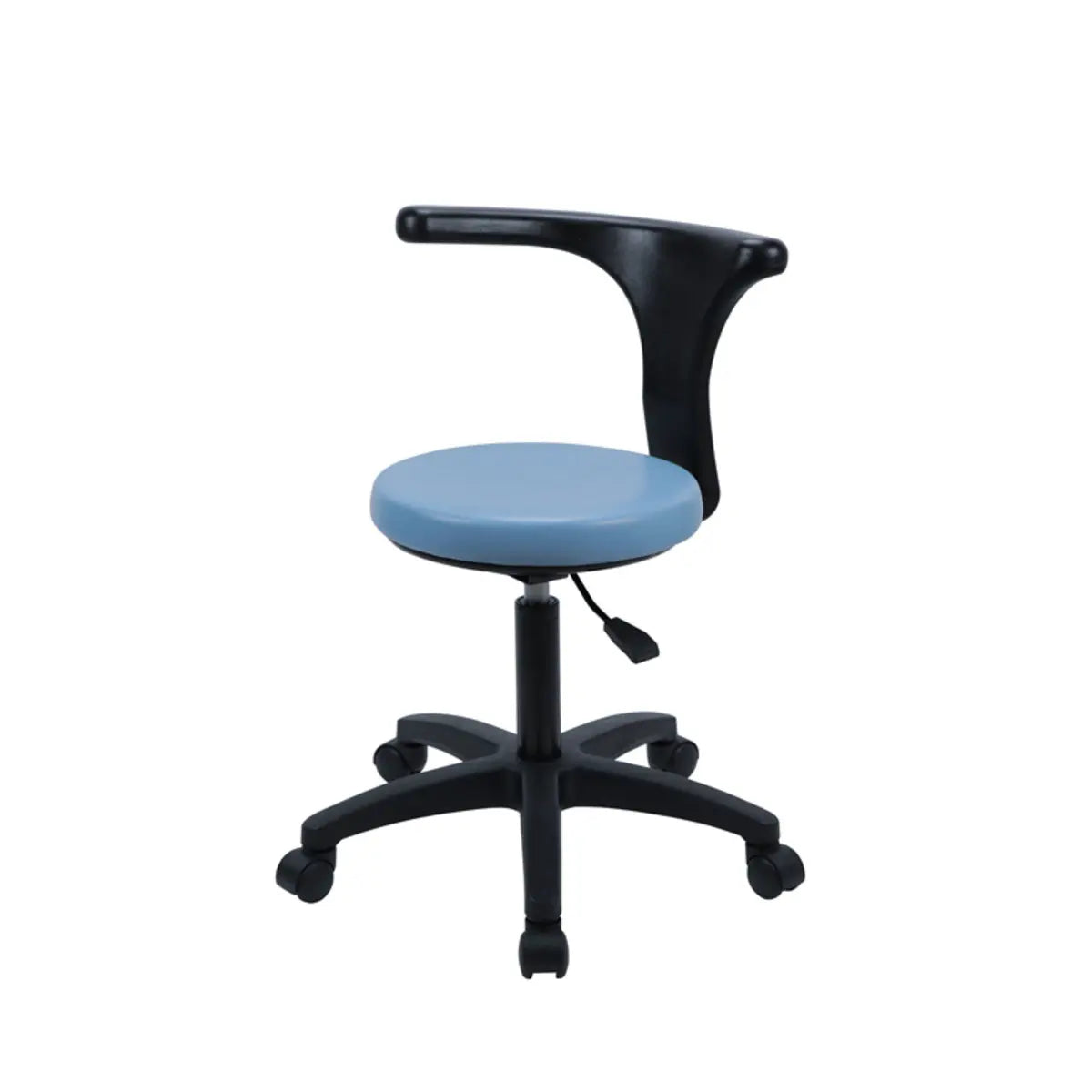 Modern Blue Round Alloy Upholstered Stool with Casters — Backless / Star Base / No Footring