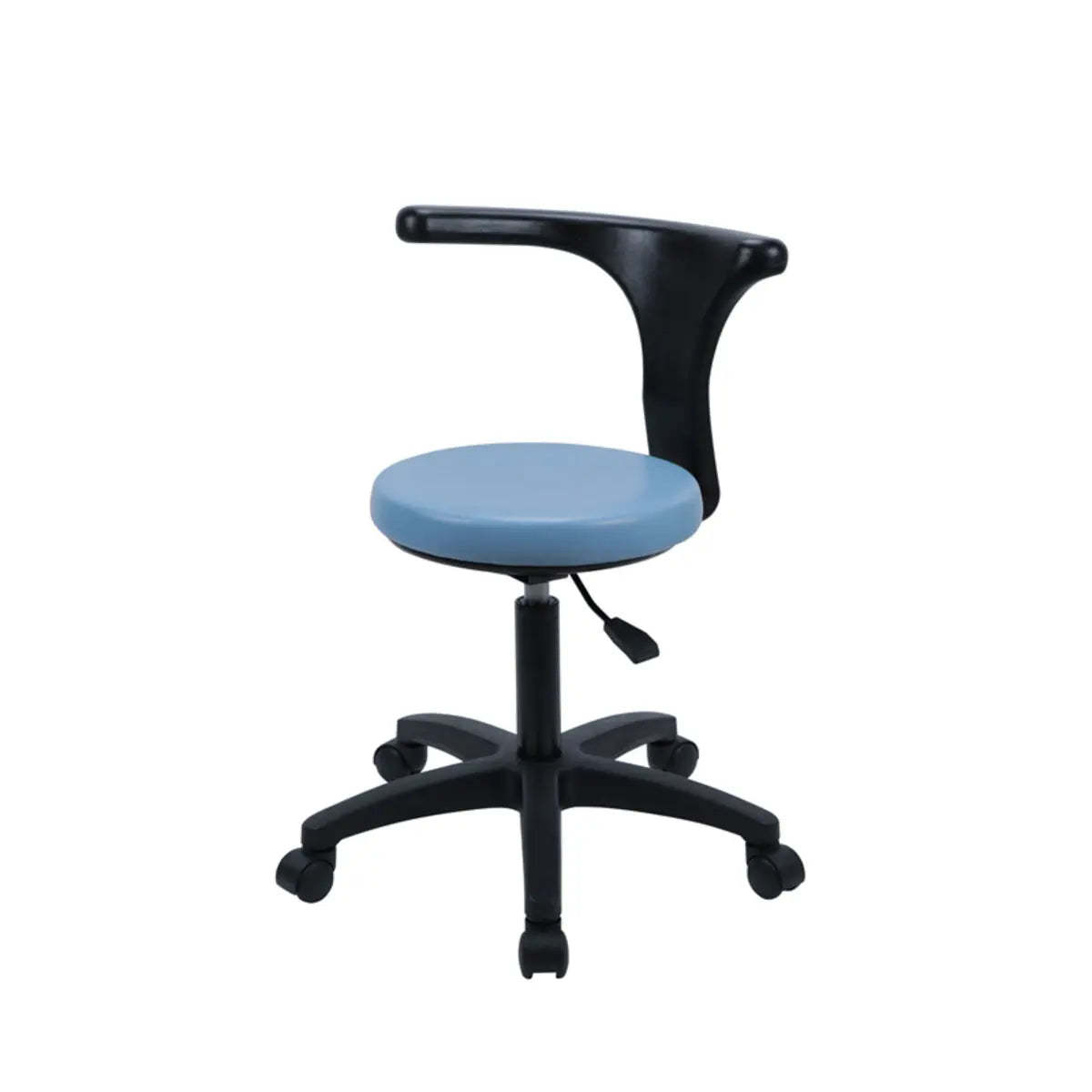 Modern Blue Round Alloy Upholstered Stool with Casters — Backless / Star Base / No Footring