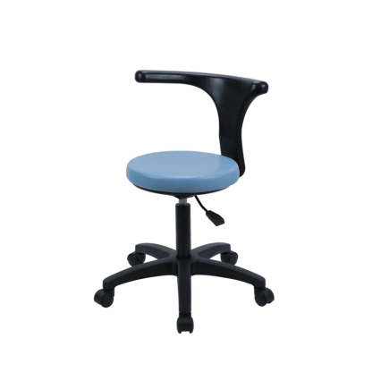 Modern Blue Round Alloy Upholstered Stool with Casters — Backless / Star Base / No Footring