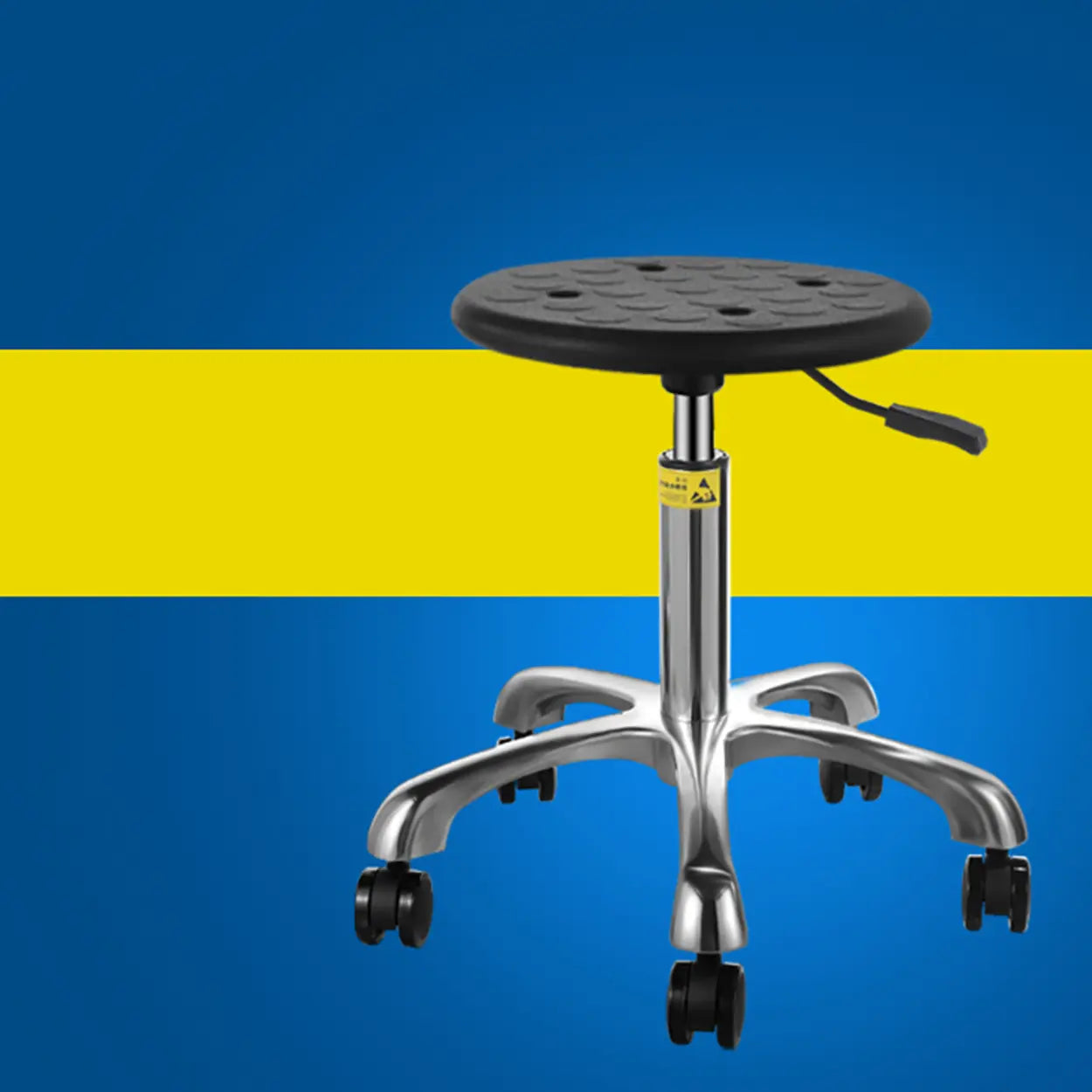 Modern Round Alloy Adjustable Office Stool Black