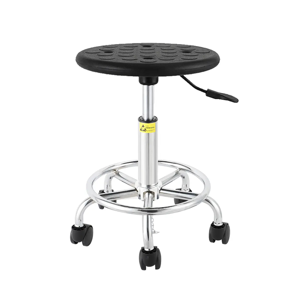 Modern Round Alloy Adjustable Office Stool Black — Steel Leg