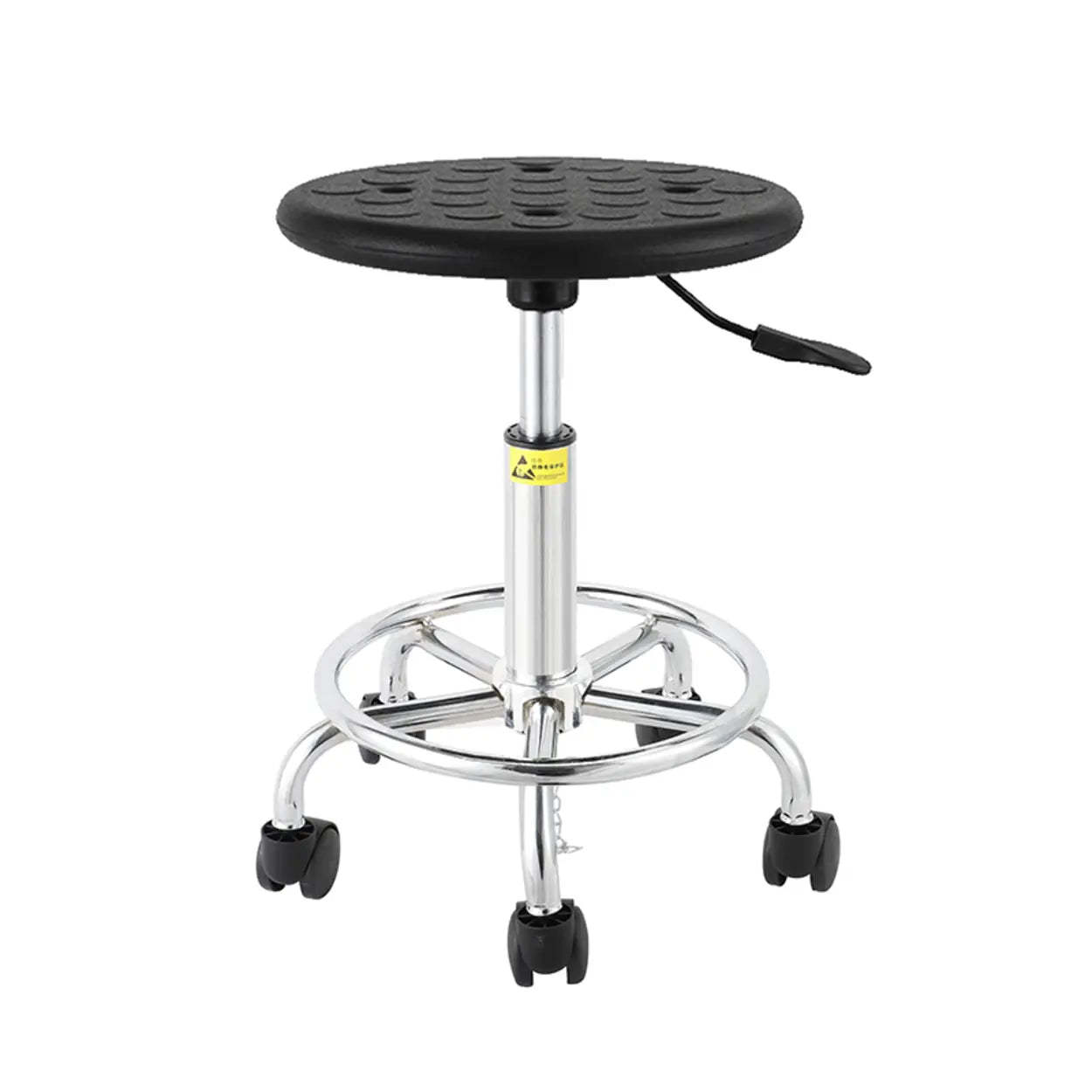 Modern Round Alloy Adjustable Office Stool Black — Steel Leg