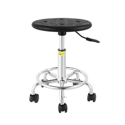Modern Round Alloy Adjustable Office Stool Black — Steel Leg