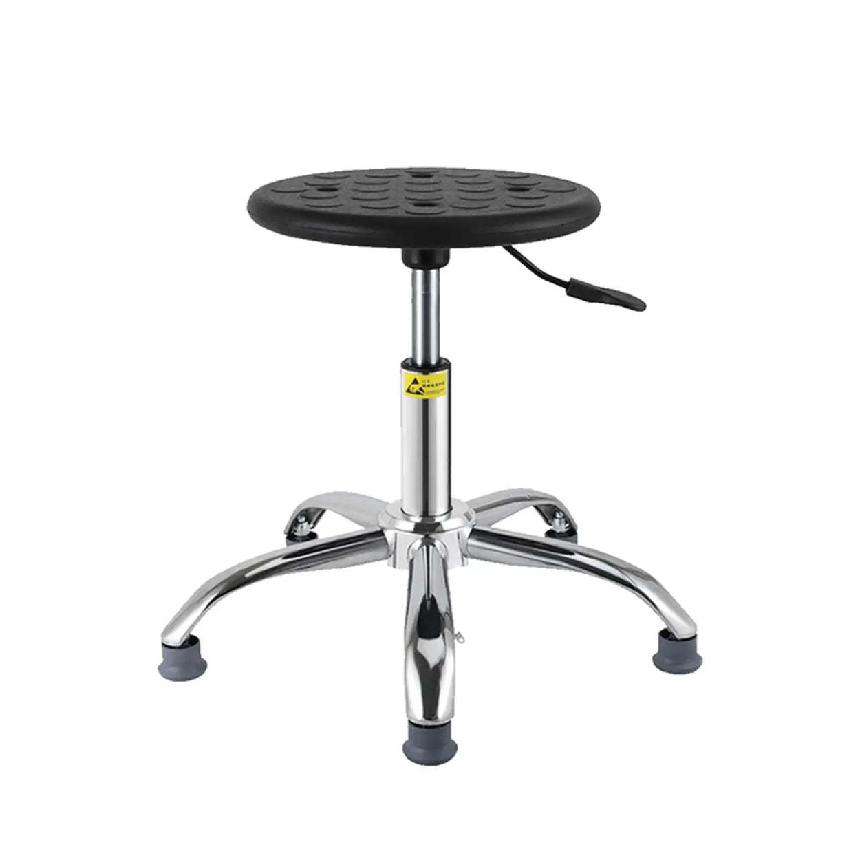 Modern Round Alloy Adjustable Office Stool Black — Steel Leg