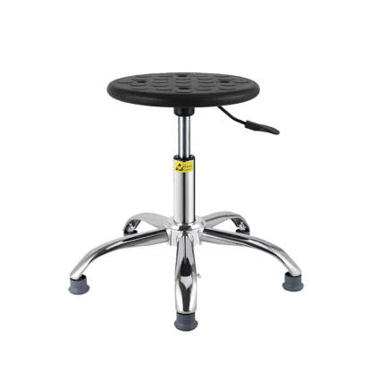 Modern Round Alloy Adjustable Office Stool Black — Steel Leg