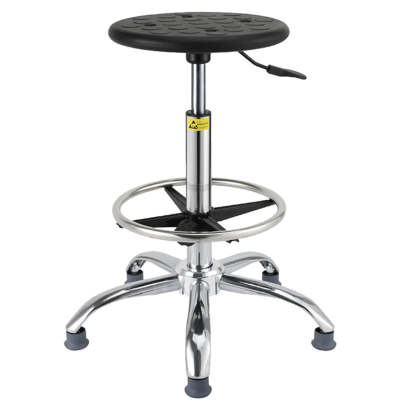 Modern Round Alloy Adjustable Office Stool Black