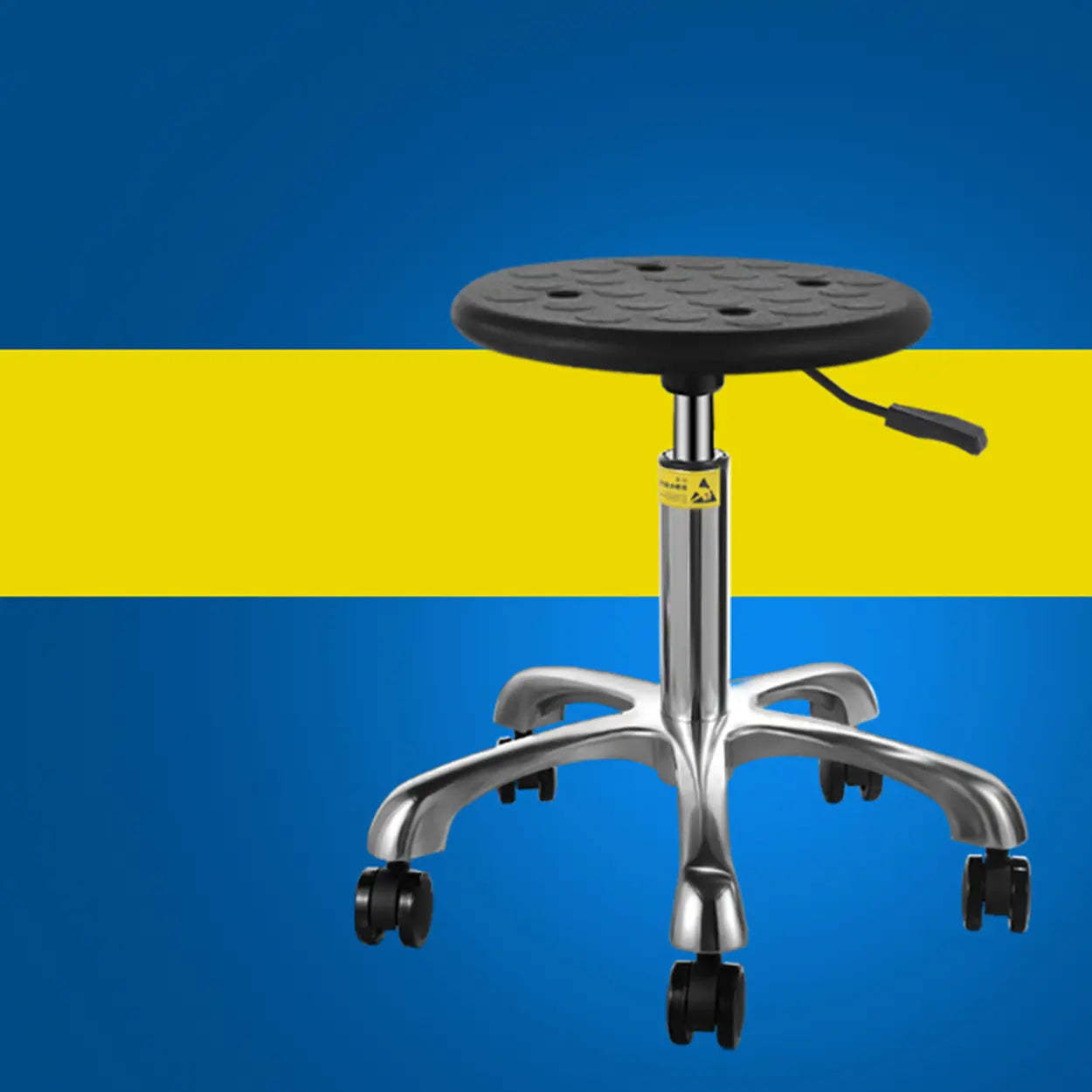 Modern Round Alloy Adjustable Office Stool Black — Aluminium Alloy Leg