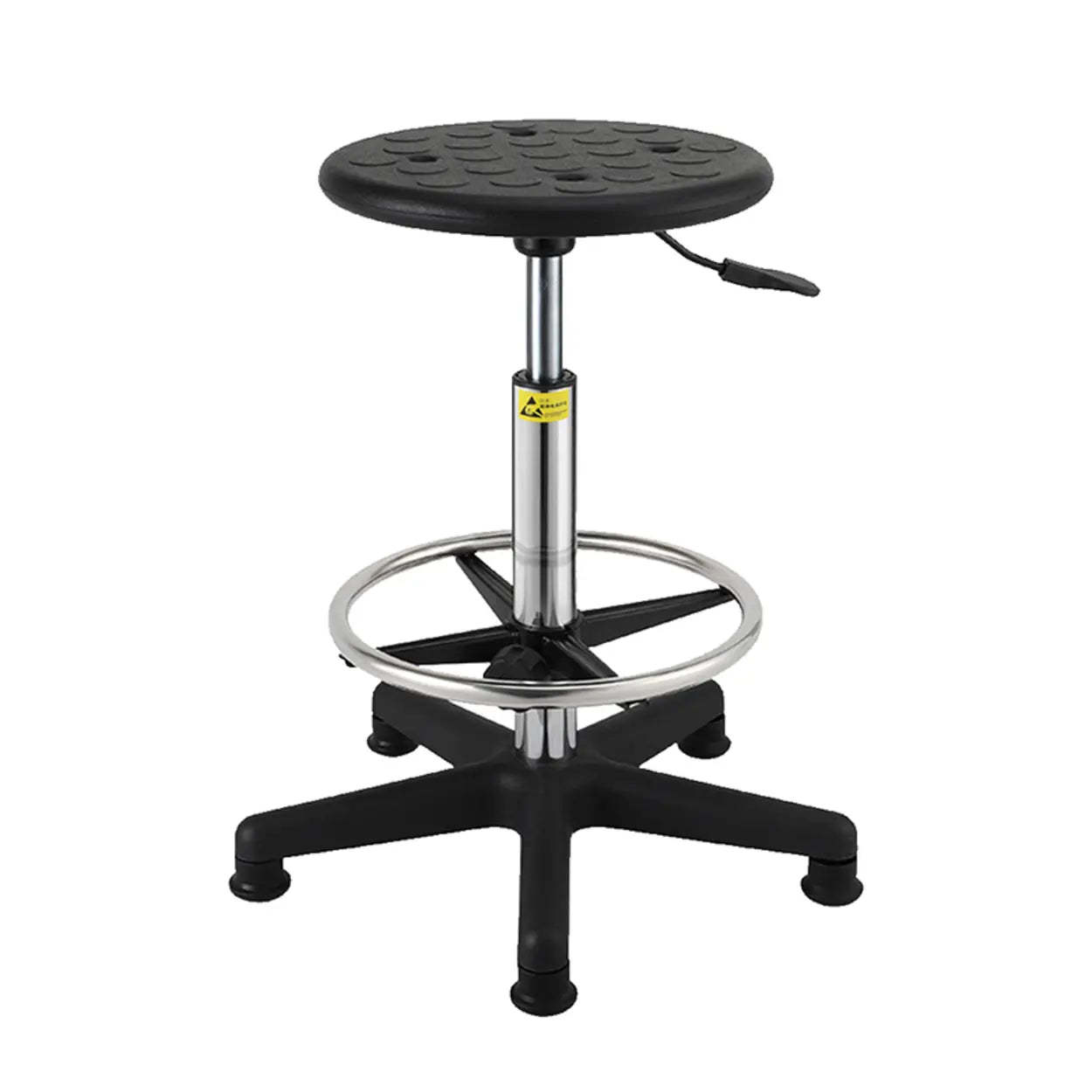Modern Round Alloy Adjustable Office Stool Black