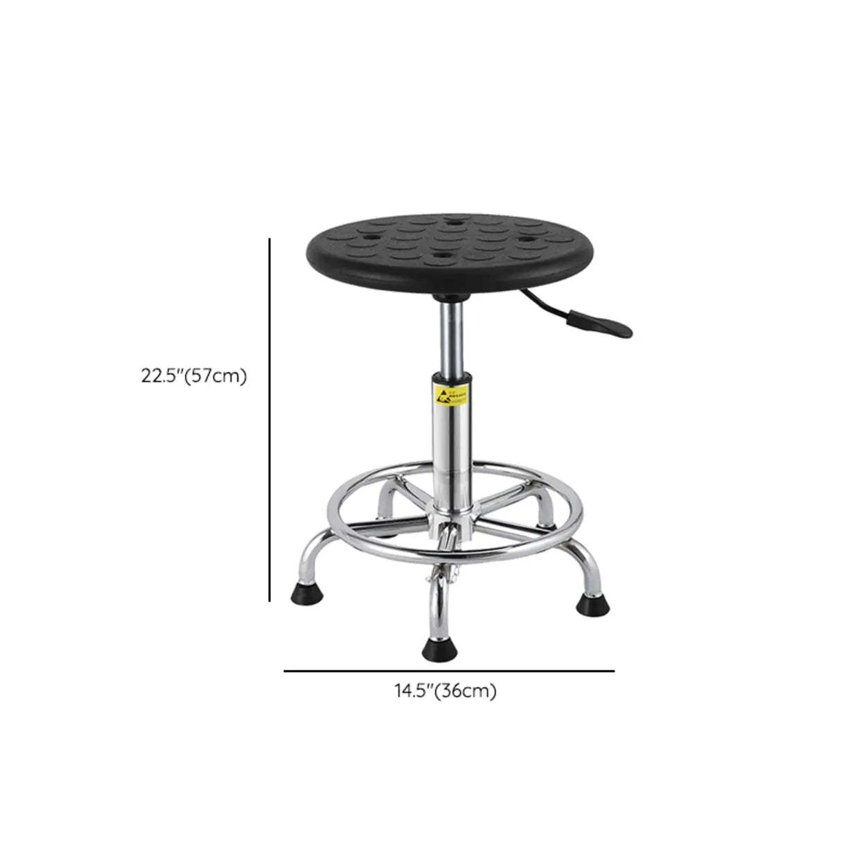 Modern Round Alloy Adjustable Office Stool Black