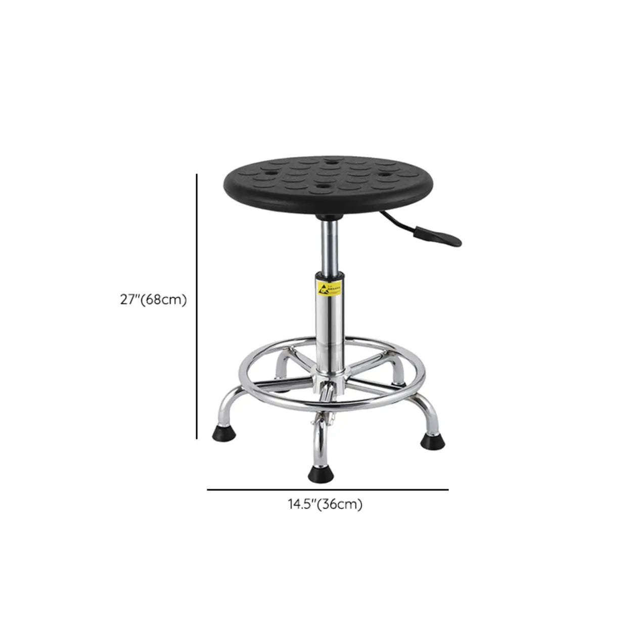 Modern Round Alloy Adjustable Office Stool Black