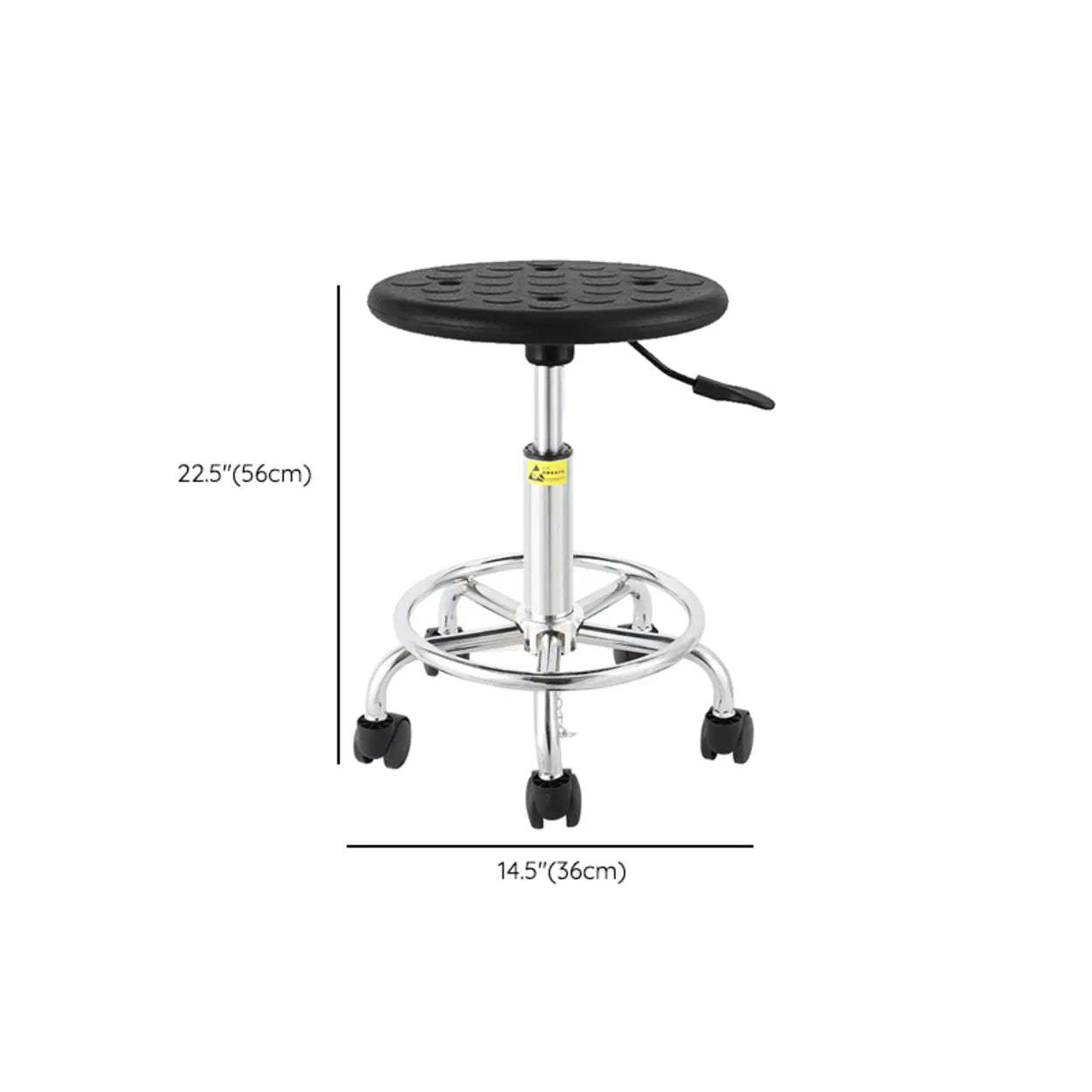 Modern Round Alloy Adjustable Office Stool Black