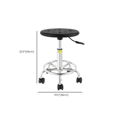 Modern Round Alloy Adjustable Office Stool Black