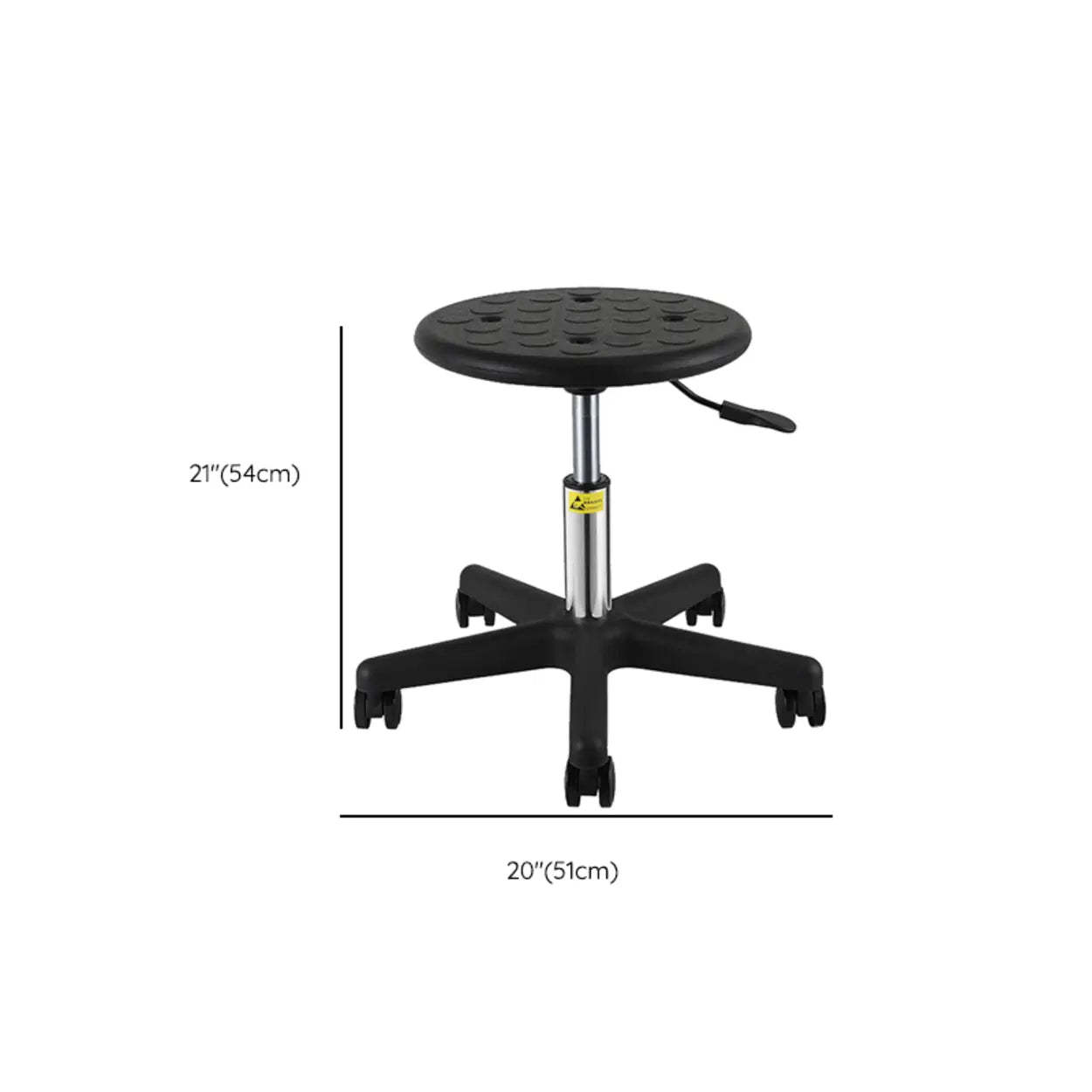 Modern Round Alloy Adjustable Office Stool Black