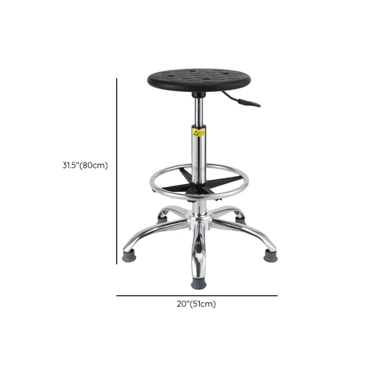 Modern Round Alloy Adjustable Office Stool Black