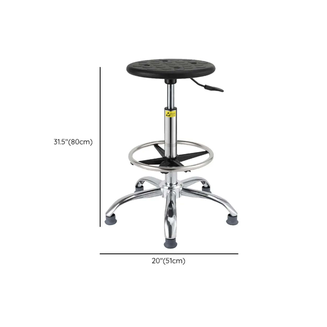 Modern Round Alloy Adjustable Office Stool Black