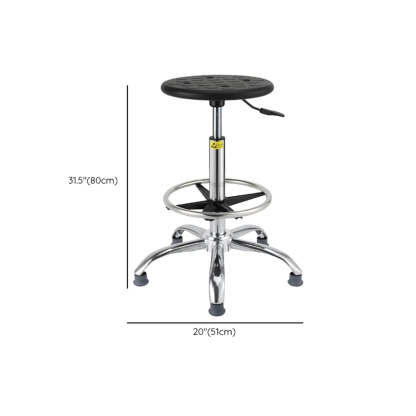 Modern Round Alloy Adjustable Office Stool Black