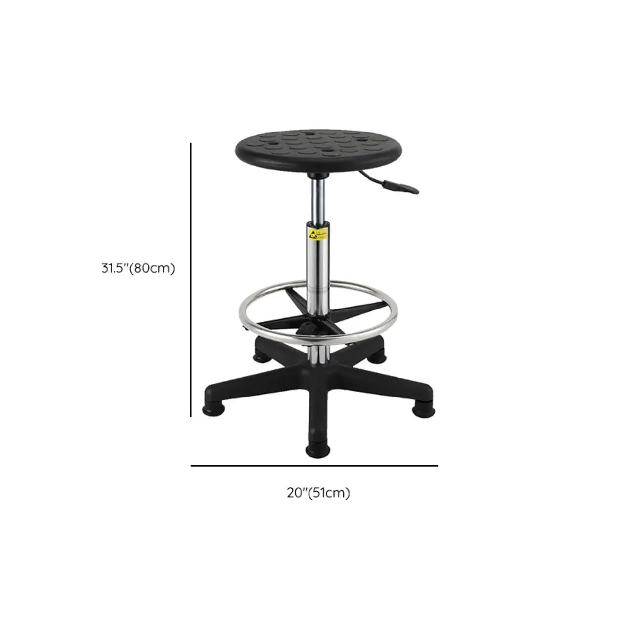 Modern Round Alloy Adjustable Office Stool Black