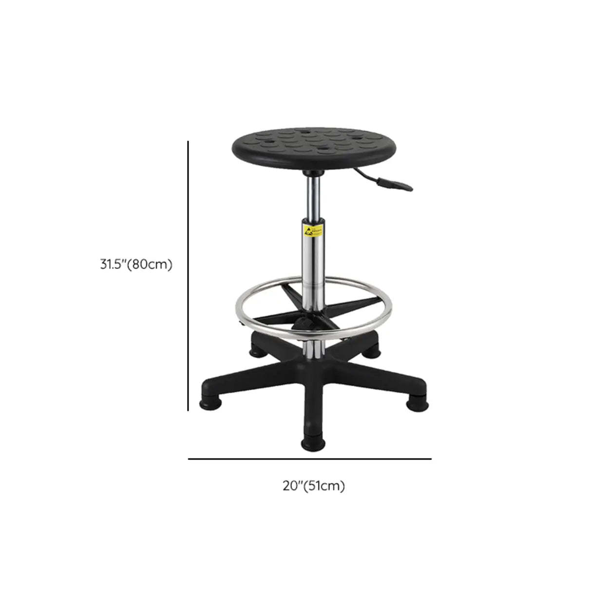 Modern Round Alloy Adjustable Office Stool Black
